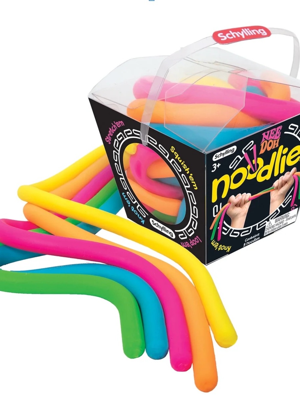 NEEDOH Neon Noodlies Stretchy Play Ropes - Pink, Yellow, Green, Blue, Orange